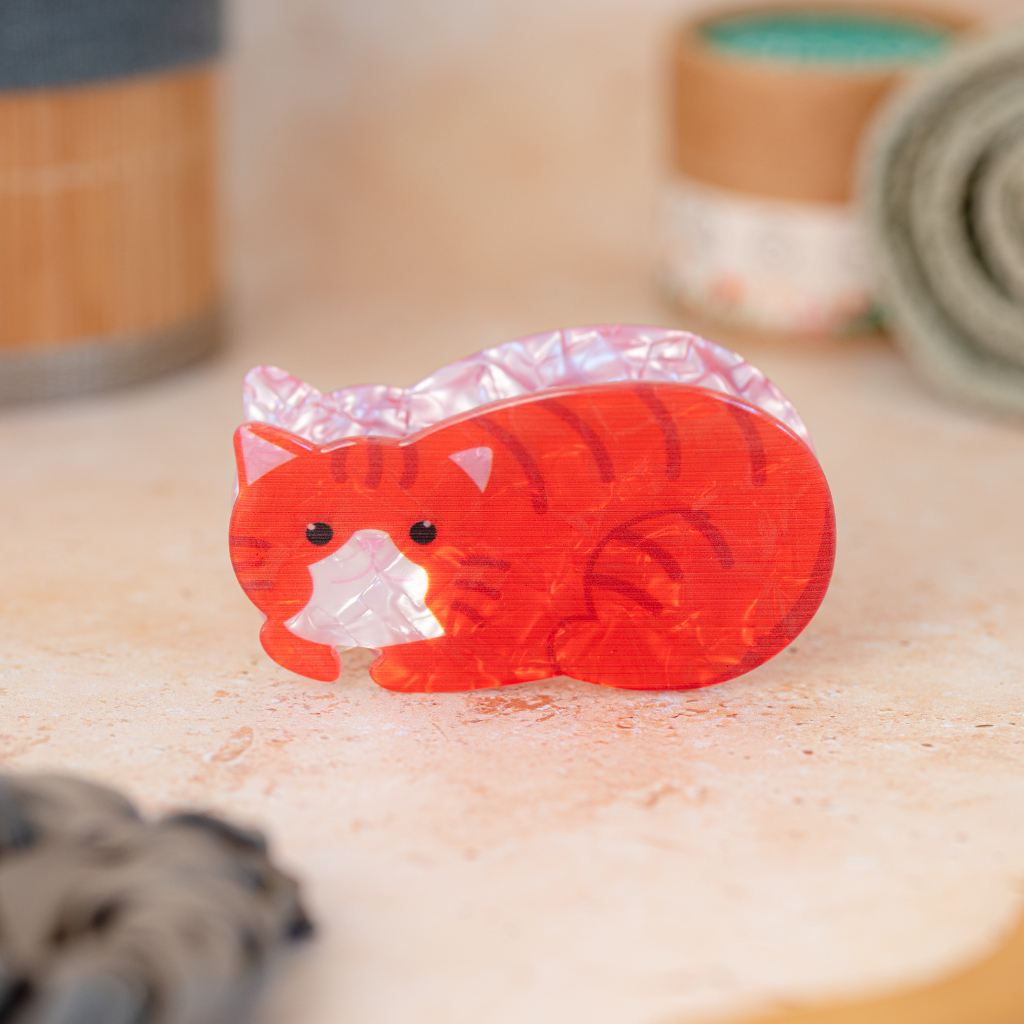 Orange Tabby Cat Hair Clip