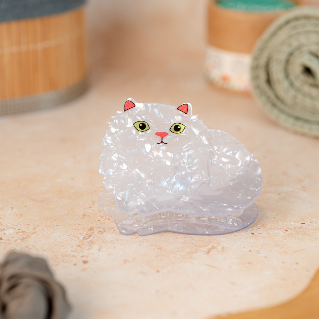 Pince à cheveux Chat blanc