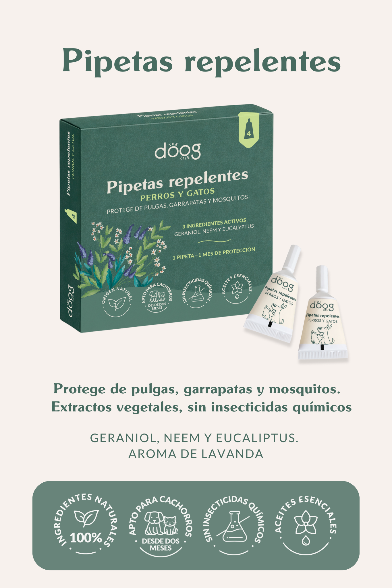 Ayuda a mantener alejados pulgas, garrapatas y mosquitos